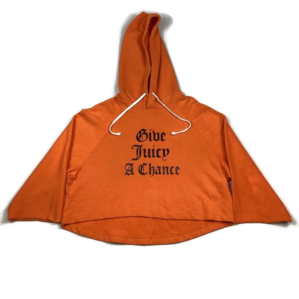 Orange Juicy Couture Cropped Oversized Hoodie with hood